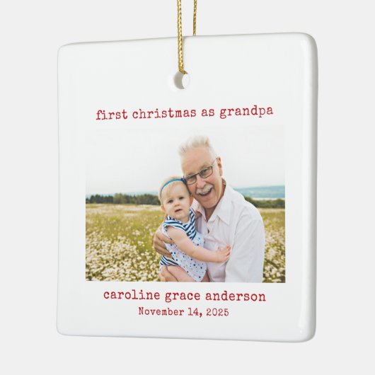 ミニマリスト写真初めてのクリスマスズGrandpa セラミックオーナメント (左)