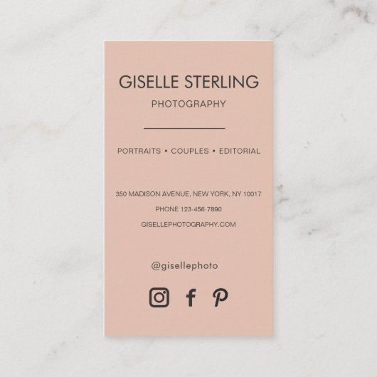 ミニマリスト写真撮影QRコードソーシャルメディア 名刺 (裏面)