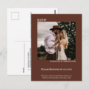 ミニマリスト写真栗茶色の結婚式RSVP ポストカード