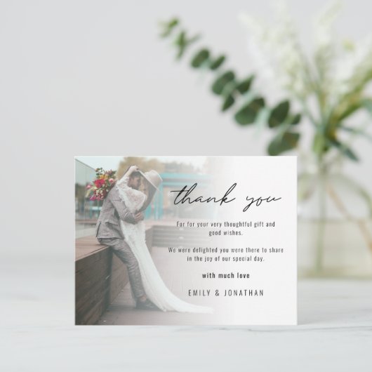 ミニマリスト写真結婚の追加Postcありがとう ポストカード (スタンド正面)