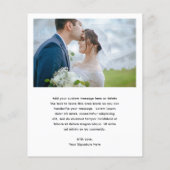 ミニマリスト写真結婚予算のサンキューカード (裏面)