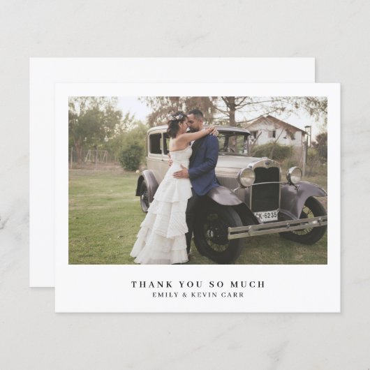 ミニマリスト写真結婚予算のサンキューカード (正面/裏面)