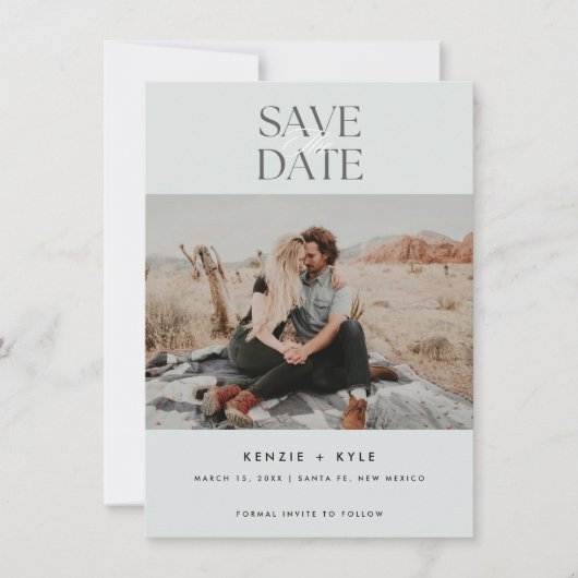 ミニマリスト写真結婚式の日付を保存 セーブザデート (正面)