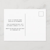 ミニマリスト写真1st誕生日カスタムカラーシンプル インビテーションポストカード (裏面)