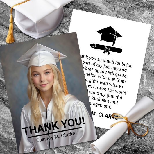 ミニマリスト写真8年生の卒業ありがとう サンキューカード