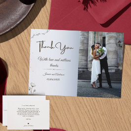 ミニマリスト写真 結婚式 サンクスカード – 横向き サンキューカード