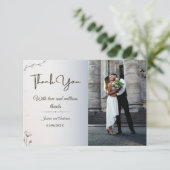ミニマリスト写真 結婚式 サンクスカード – 横向き サンキューカード (スタンド正面)