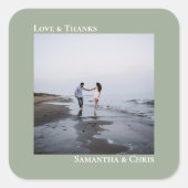 ミニマリスト写真Sage Green Love & 感謝してい結婚s スクエアシール (正面)