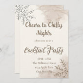ミニマリスト冬のカクテルパーティー招待状 招待状 (正面/裏面)