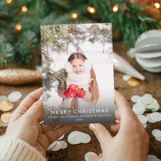 ミニマリスト冬のクリスマスフォトホリデーカード 招待状