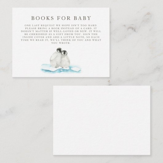 ミニマリスト冬の北極ベビーシャワー招待状 エンクロージャーカード (正面/裏面)