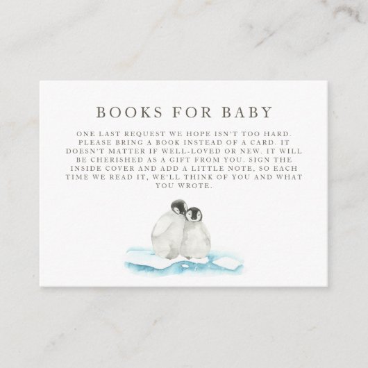 ミニマリスト冬の北極ベビーシャワー招待状 エンクロージャーカード (正面)