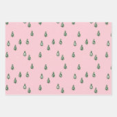 ミニマリスト冬の松の木の森ピンク ラッピングペーパーシート (正面)