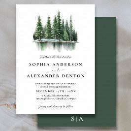 ミニマリスト冬の松の森結婚式招待状 招待状