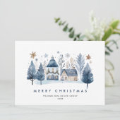 ミニマリスト冬の田舎の町のクリスマス企業の シーズンカード (スタンド正面)