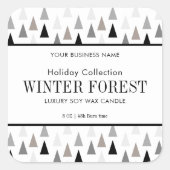 ミニマリスト冬の製品ラベルフォレストキャンドル スクエアシール (正面)