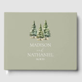ミニマリスト冬の雪の松の木の森結婚の ゲストブック (正面)