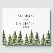 ミニマリスト冬の雪の松の木の森結婚の ゲストブック (正面)