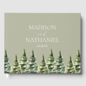 ミニマリスト冬の雪の松の木の森結婚の ゲストブック (正面)