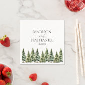 ミニマリスト冬の雪の松の木の森結婚の スタンダードカクテルナプキン (インサイチュ)