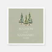 ミニマリスト冬の雪の松の木の森結婚の スタンダードカクテルナプキン (正面)