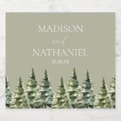 ミニマリスト冬の雪の松の木の森結婚の スパークリングワインラベル (シングルラベル)