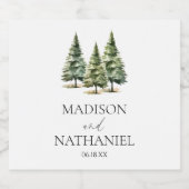 ミニマリスト冬の雪の松の木の森結婚の スパークリングワインラベル (シングルラベル)