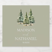 ミニマリスト冬の雪の松の木の森結婚の スパークリングワインラベル (シングルラベル)