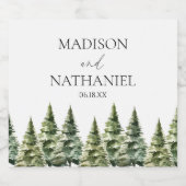 ミニマリスト冬の雪の松の木の森結婚の スパークリングワインラベル (シングルラベル)