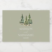 ミニマリスト冬の雪の松の木の森結婚の スパークリングワインラベル (シングルラベル)