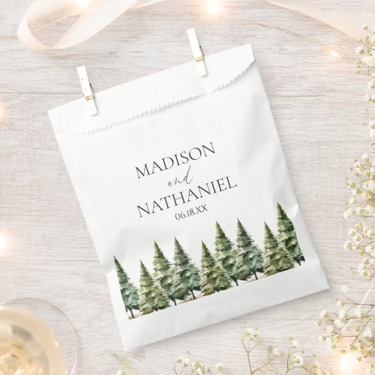 ミニマリスト冬の雪の松の木の森結婚の フェイバーバッグ (クリップ留めされた状態)