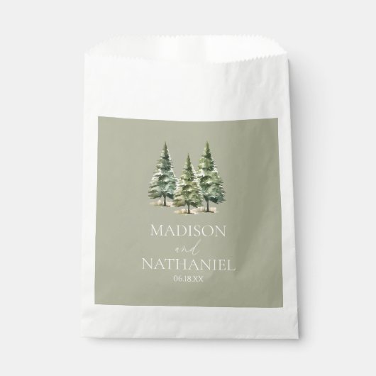 ミニマリスト冬の雪の松の木の森結婚の フェイバーバッグ (正面)