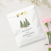 ミニマリスト冬の雪の松の木の森結婚の フェイバーバッグ (封をした状態)