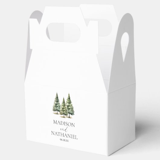 ミニマリスト冬の雪の松の木の森結婚の フェイバーボックス (オープン)