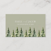 ミニマリスト冬の雪の松の木の森結婚の プレイスカード (裏面)