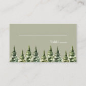 ミニマリスト冬の雪の松の木の森結婚の プレイスカード (正面)