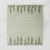 ミニマリスト冬の雪の松の木の森結婚の プレイスカード (外部開封)