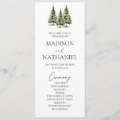 ミニマリスト冬の雪の松の木の森結婚の プログラム (正面)