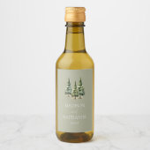 ミニマリスト冬の雪の松の木の森結婚の ワインラベル (正面)