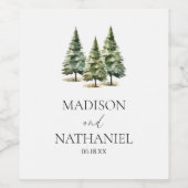 ミニマリスト冬の雪の松の木の森結婚の ワインラベル (シングルラベル)