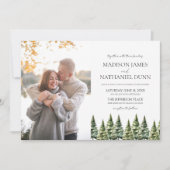 ミニマリスト冬の雪松の木の写真結婚ズ 招待状 (正面)