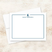 ミニマリスト初期ネイビーブルー2重枠ステーショナリー ノートカード