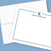 ミニマリスト初期ネイビーブルー2重枠ステーショナリー ノートカード