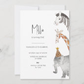 ミニマリスト動物をテーマにした誕生日招待状 招待状 (正面)