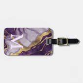ミニマリスト北欧パープルマーブルモノグラム ラゲッジタグ (正面横)