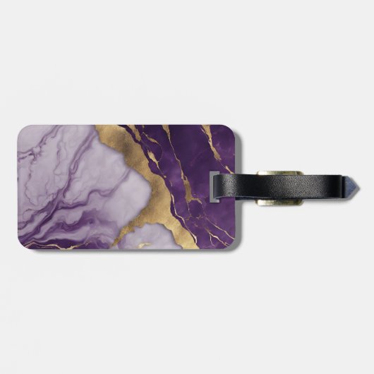 ミニマリスト北欧パープルマーブルモノグラム ラゲッジタグ (裏面横)