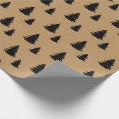 ミニマリスト北欧ブラッククリスマスツリーブラウン ラッピングペーパー (角)