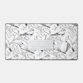 ミニマリスト北米の鳥の線画パターン デスクマット (キーボード&マウス)