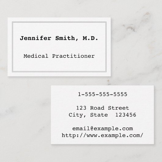 ミニマリスト医療開業医の名刺 名刺 (正面/裏面)