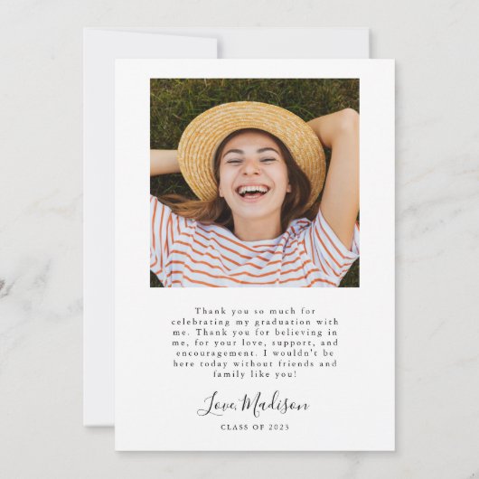 ミニマリスト卒業ありがとうハートフォトカード サンキューカード (裏面)